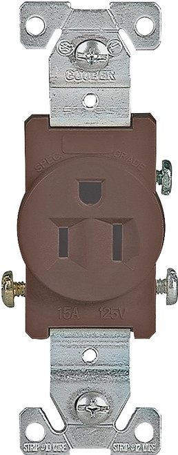 Eaton Wiring Devices 817B-BOX Single Receptacle, 2 -Pole, 125 V, 15 A, Side Wiring, NEMA: NEMA 5-15R, Brown [SKU: ORG4170189]