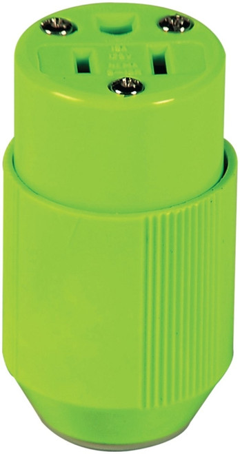 Eaton Wiring Devices BP3487-4GN Electrical Connector, 2 -Pole, 15 A, 125 V, NEMA: NEMA 5-15R, Fluorescent Green [SKU: ORG1128479]