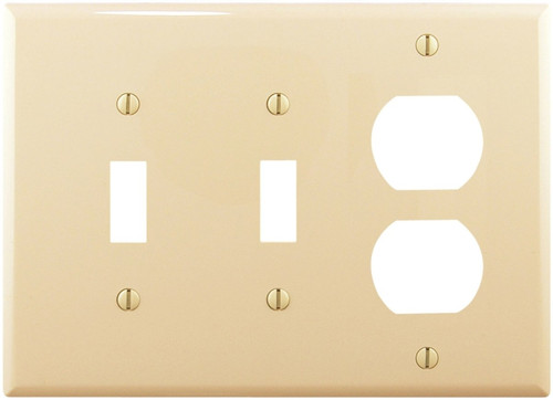 Eaton Wiring Devices PJ28V Combination Wallplate, 4-7/8 in L, 6-3/4 in W, 3 -Gang, Polycarbonate, Ivory [SKU: ORG1338433]