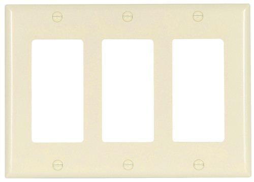 Eaton Cooper Wiring 2163 2163LA-BOX Wallplate, 4-1/2 in L, 6.37 in W, 3 -Gang, Thermoset, Light Almond, High-Gloss [SKU: ORG7193667]