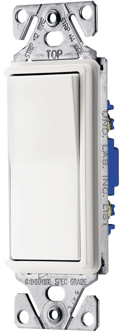 Eaton Wiring Devices 7500 C7503W-SP-L Rocker Switch, 15 A, 120/277 V, 3-Way, Lead Wire Terminal, White [SKU: ORG6744213]
