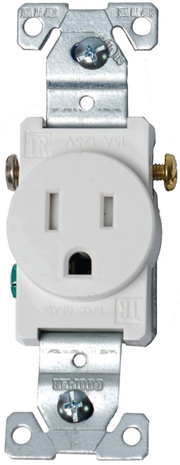 Eaton Wiring Devices TR817W-BOX Single Receptacle, 2 -Pole, 125 V, 15 A, Side Wiring, NEMA: NEMA 5-15R, White [SKU: ORG7170913]