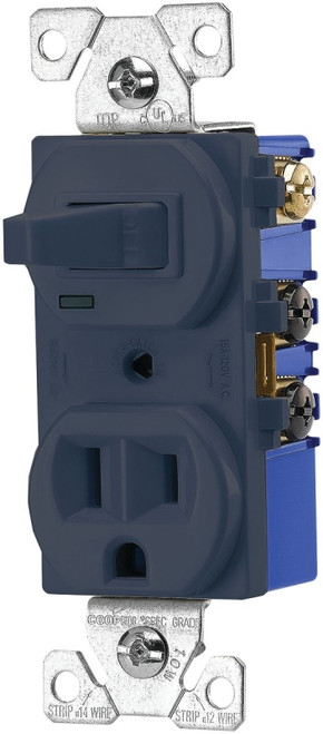Eaton Cooper Wiring TR274B Combination Switch/Receptacle, 2 -Pole, 15 A, 120 V Switch, 125 V Receptacle, Brown [SKU: ORG2305977]