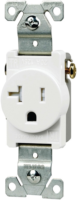 Eaton Wiring Devices TR1877W-BXSP Single Receptacle, 2 -Pole, 125 V, 20 A, Side Wiring, NEMA: NEMA 5-20R, White [SKU: ORG4008033]