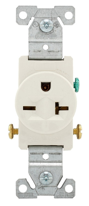 Eaton Wiring Devices 1876LA Single Receptacle, 2 -Pole, 250 V, 20 A, Side Wiring, NEMA: NEMA 6-20R, Light Almond [SKU: ORG4435285]