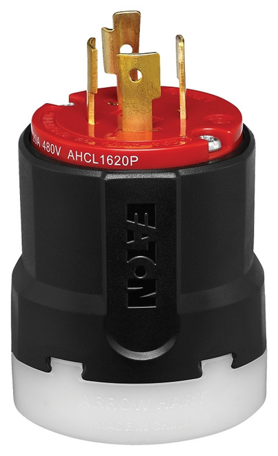 Arrow Hart AHCL1620P Ultra-Grip Locking Plug, 3 -Pole, 20 A, 480 VAC, NEMA: NEMA L16-20, Black/Red [SKU: ORG7399694]