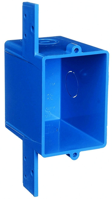 Carlon A58381D-CAR Outlet Box, 1 -Gang, 3 -Knockout, 1/2 in Knockout, PVC, Blue, Bracket Mounting [SKU: ORG6205546]