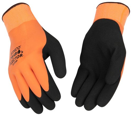 HYDROFLECTOR 1784P-XL Waterproof Coated Gloves, XL, Knit Wrist Cuff, Latex Coating, Acrylic Glove, Black/Orange [SKU: ORG8635203]