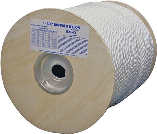 T.W. Evans Cordage 85-063 Rope, 3/8 in Dia, 300 ft L, 407 lb Working Load, Nylon, White [SKU: ORG3602760]