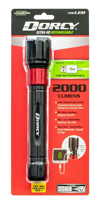 Dorcy Ultra Series 41-4328 Rechargeable Flashlight with Powerbank, 4000 mAh, Lithium-Ion Battery, LED Lamp, Black [SKU: ORG7414147]