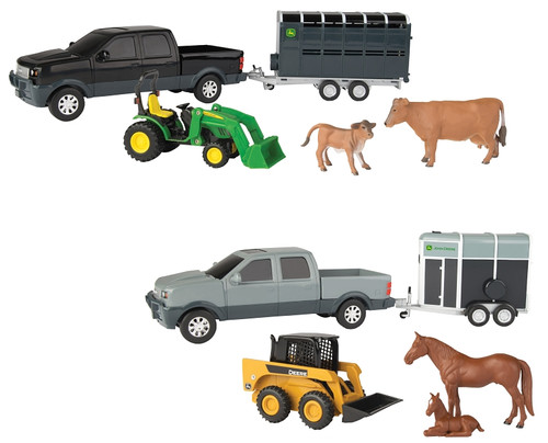 ERTL John Deere 37656A Pickup and Livestock Trailer Set, 3 years and Up [SKU: ORG8748113]