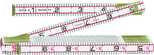 Crescent Lufkin Red End Series 1066DN Engineer's Scale Rule, Regular, 1/10ths, 1/100ths, Feet Graduation, Wood, White [SKU: ORG6916084]