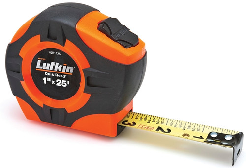Crescent Lufkin Quikread Series PQR1425N Tape Measure, 25 ft L Blade, 1 in W Blade, Steel Blade, ABS Case, Orange Case [SKU: ORG6088082]