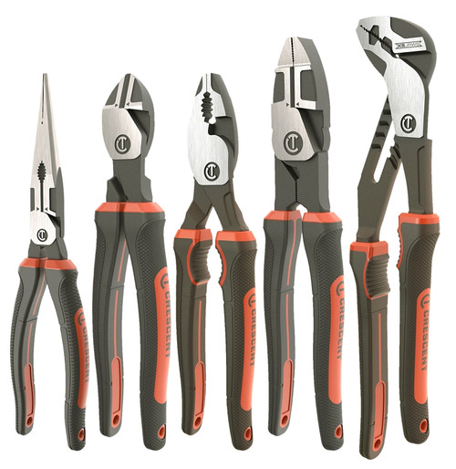 Crescent Z2 K9 Series Z2SET5CG Plier Set, 5-Piece, Alloy Steel, Black/Rawhide, Polished [SKU: ORG7416993]
