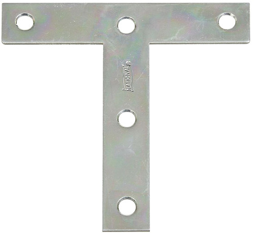 National Hardware 116BC Series N266-445 T-Plate, 4 in L, Steel, Zinc [SKU: ORG9931882]