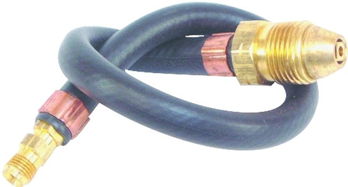 US Hardware RV-339B Propane Hose, 1/4 in, 15 in L, POL x Male Flare, Rubber, Black/Brass [SKU: ORG6446637]