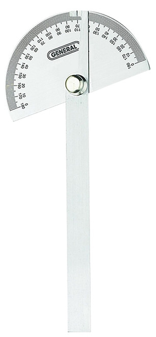 GENERAL 18 Round Head Protractor, 0 to 180 deg, Stainless Steel [SKU: ORG0930826]