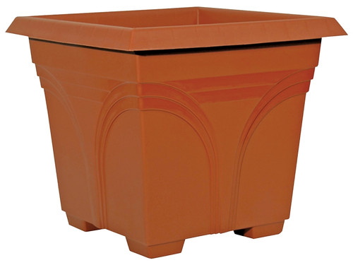 Southern Patio DP1510TC Sturdy Deck Planter, 14.88 in W, 14.88 in D, Square, Plastic, Terracotta [SKU: ORG3587094]