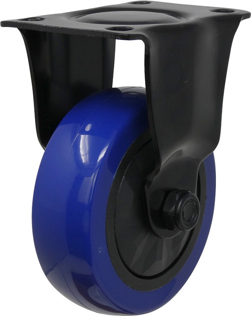 Shepherd Hardware 3662 Rigid Caster, 4 in Dia Wheel, TPU Wheel, Black/Blue, 300 lb, Polypropylene Housing Material [SKU: ORG4752770]