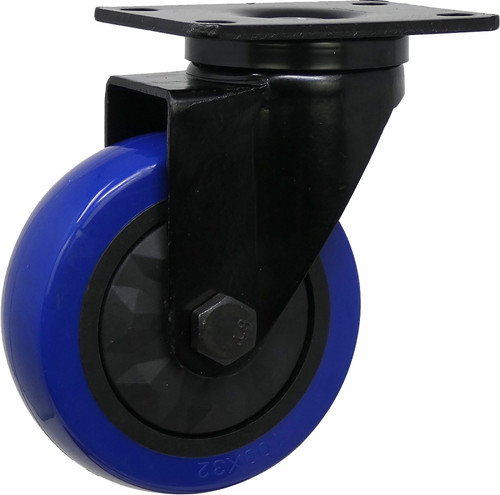 Shepherd Hardware 3663 Swivel Caster, 4 in Dia Wheel, TPU Wheel, Black/Blue, 300 lb, Polypropylene Housing Material [SKU: ORG4752788]