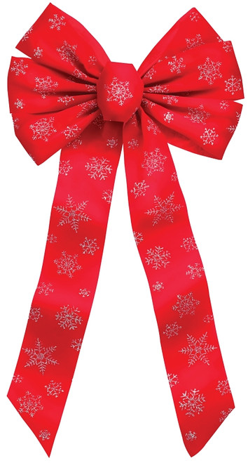 Holidaytrims 6066 Christmas Specialty Decoration, 1 in H, Snowflake Glitter Bow, Velvet, Red/Silver [SKU: ORG9607391]