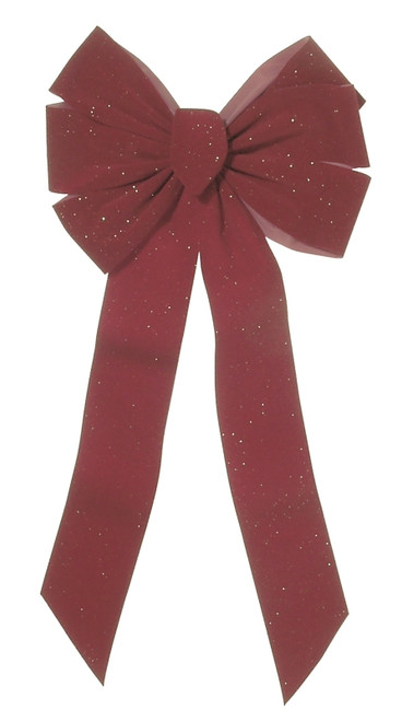 Holidaytrims Glittered Velvet Bow, 12 in x 26 in, Burgundy [SKU: ORG2205177]
