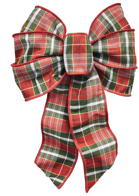 Holidaytrims 6155 Gift Bow, 8-1/2 x 14 in, Hand Tied Design, Cloth, Green/Gold/Red/White [SKU: ORG2233294]