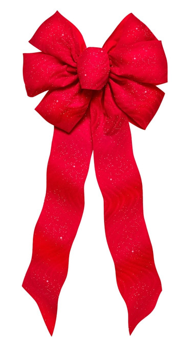 Holidaytrims 6675 Gift Bow, 8-1/2 x 14 in, Hand Tied Design, Cloth, Red/Silver [SKU: ORG2295509]
