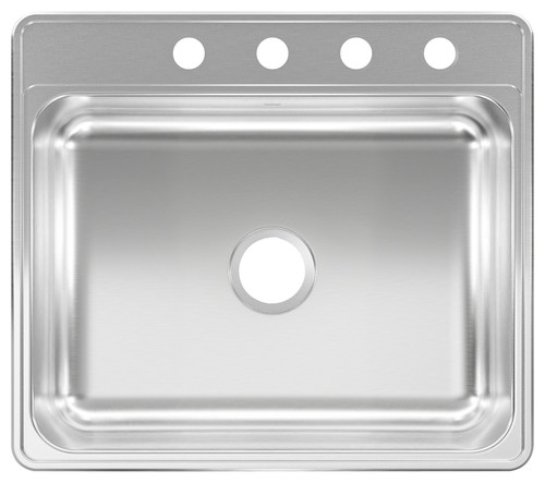 KINDRED CSLA2522-6-4N Sink, 4-Faucet Hole, 25 in OAW, 22 in OAH, Stainless Steel, Drop-In Mounting, 1-Bowl [SKU: ORG7398753]