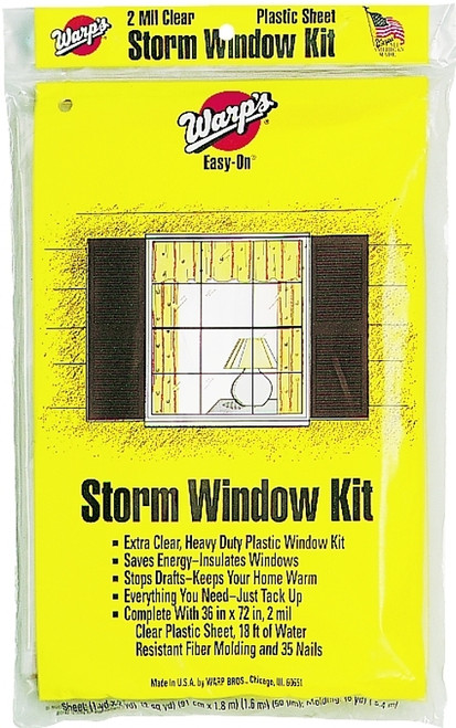Warp's Easy-On Series EZ-36 Storm Window Kit, 36 in W, 2 mil Thick, 72 in L, Clear [SKU: ORG8412165]