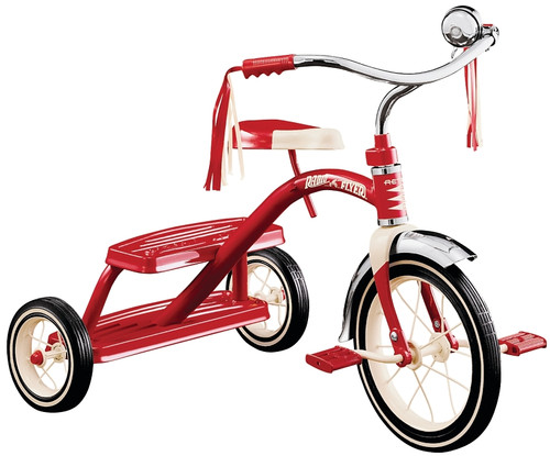 RADIO FLYER 33 Dual Deck Tricycle, 2-1/2 to 5 years, Steel Frame, 12 x 1-1/4 in Front Wheel, 7 x 1-1/2 in Rear Wheel [SKU: ORG6332142]