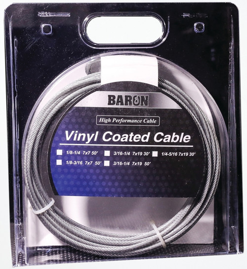 BARON 54205/50245 Aircraft Cable, 1/4 to 5/16 in Dia, 30 ft L, 1220 lb Working Load, Galvanized Steel [SKU: ORG3359890]