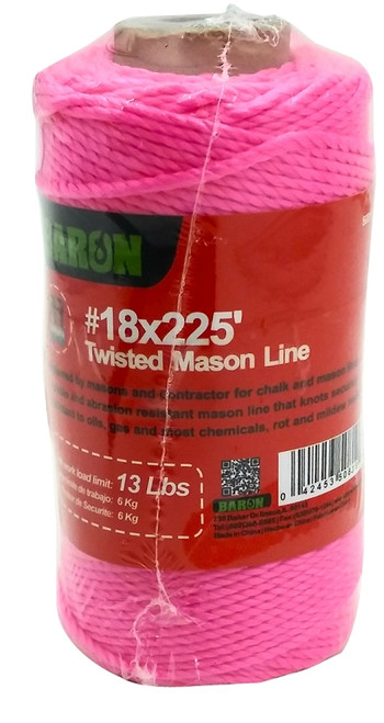 BARON 50815 Seine Twine, #18 Dia, 225 ft L, 13 lb Working Load, Polypropylene, Neon Pink [SKU: ORG7459050]