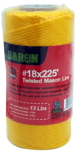 BARON 50816 Seine Twine, #18 Dia, 225 ft L, 13 lb Working Load, Polypropylene, Neon Yellow [SKU: ORG7459068]