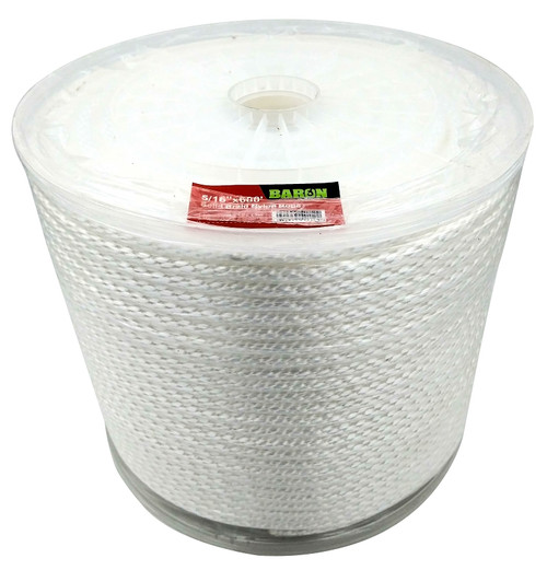 BARON 54012 Rope, 5/16 in Dia, 600 ft L, 192 lb Working Load, Nylon/Poly, White [SKU: ORG3359981]