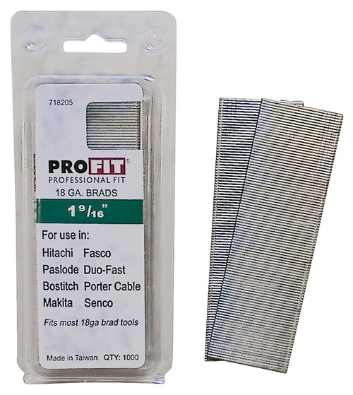 ProFIT 0718205 Finish Nail, 1-9/16 in L, 18 Gauge, Steel, Electro-Galvanized, Brad Head, Smooth Shank [SKU: ORG6239214]