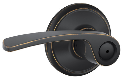 Schlage Merano Series F40VMER716 Privacy Door Lever, 4-1/8 in L Lever, Metal, Aged Bronze [SKU: ORG7230550]