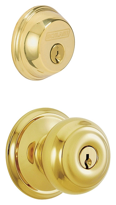 Schlage Georgian Series FB50VGEO505 Knob Lockset, 2 Grade, Keyed Alike Key, Steel, Brass, 2-3/8 x 2-3/4 in Backset [SKU: ORG9599754]