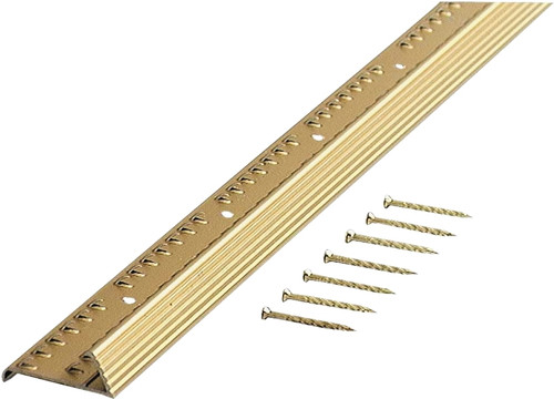 M-D 79137 Fluted Carpet Gripper, 72 in L, 1-3/8 in W, Aluminum, Satin Brass [SKU: ORG9057639]