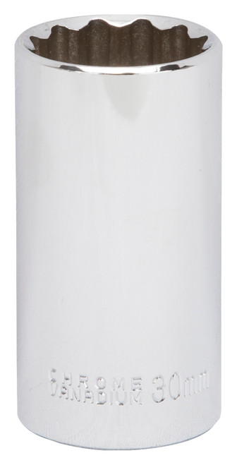 Vulcan MT6528988 Drive Socket, 30 mm Socket, 1/2 in Drive, 12-Point, Chrome Vanadium Steel, Chrome [SKU: ORG7945827]
