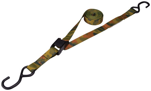 ProSource FH64068 Tie-Down, 1 in W, 10 ft L, Polyester Webbing, Metal Buckle, Camouflage, 400 lb, S-Hook End Fitting [SKU: ORG1187947]