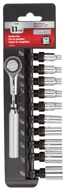 Vulcan 11PC-2 Socket Set, Chrome Vanadium Steel, Chrome [SKU: ORG1179019]