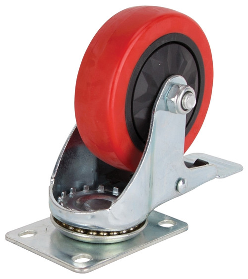 ProSource JC-387-G Swivel Caster with Brake, 4 in Dia Wheel, 30 mm W Wheel, PU Wheel, Red, 220 lb [SKU: ORG9419128]
