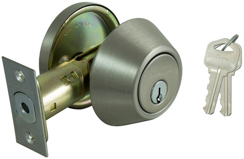 ProSource Deadbolt, 3 Grade, Satin Nickel, 2-3/8 to 2-3/4 in Backset, KW1 Keyway [SKU: ORG6998389]