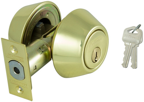 ProSource Deadbolt, 3 Grade, Polished Brass, 2-3/8 to 2-3/4 in Backset, KW1 Keyway [SKU: ORG7001092]