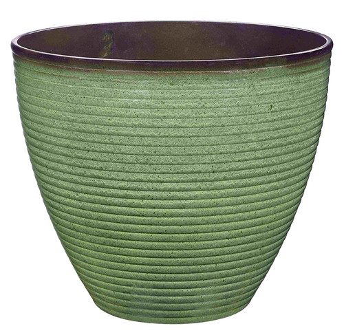 Landscapers Select Wave Planter, 15 in Dia, Round, Resin, Green Wave [SKU: ORG7777089]