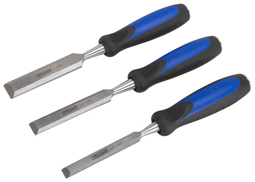 Vulcan JL-CH3PC Chisel Set with Striking Cap, 4-Piece, CRV, Polished, Blue and Black [SKU: ORG5543087]