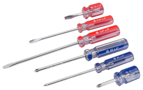 Vulcan SD-SET-1 Screwdriver Set, 6-Piece, Chrome Plated, Blue & Red (Handle) [SKU: ORG8177057]