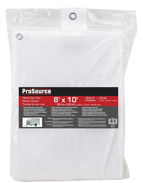 ProSource TW0810 Tarp, 10 ft L, 8 ft W, 10 mil Thick, Plastic, White [SKU: ORG8106056]