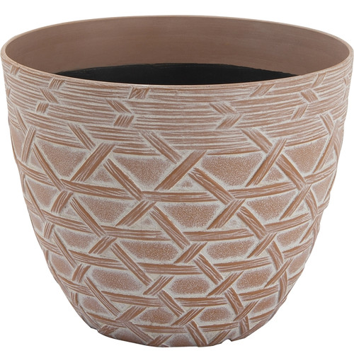 Landscapers Select S19121015-10 Arabesque Planter, 8 in Dia, Round, High-Density Resin, White Wash, White Wash [SKU: ORG8258139]